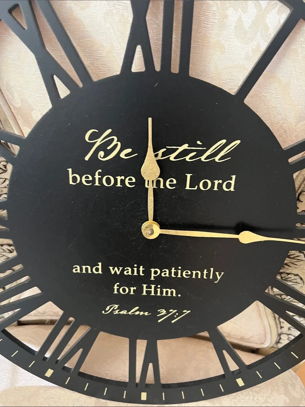 Be Still Wall Clock – Black and Gold Inspirational Wall Decor